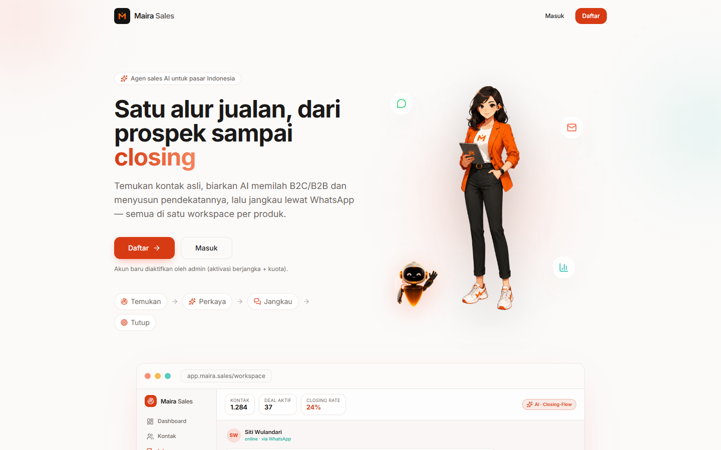 Tampilan sistem Maira Sales