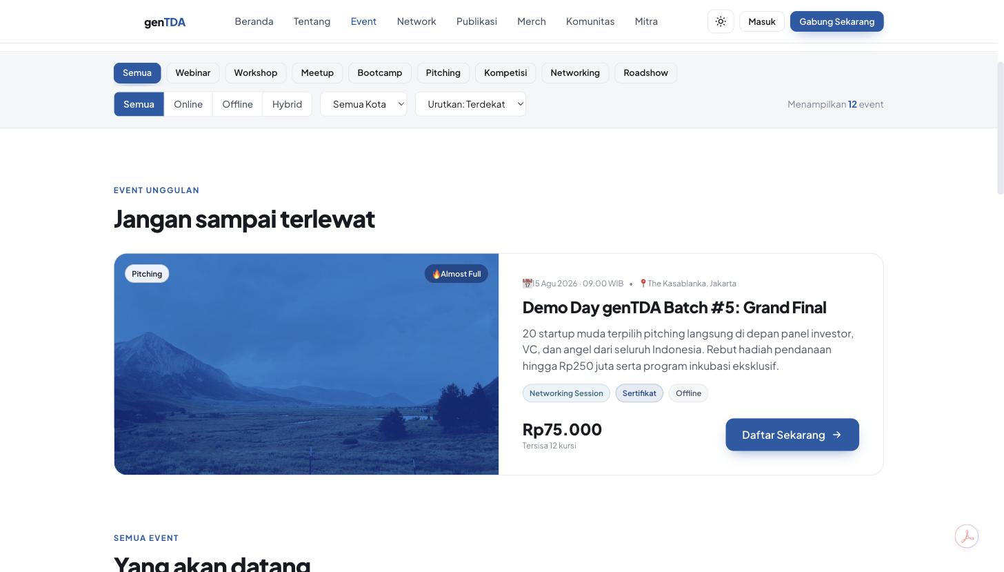 Kalender event genTDA